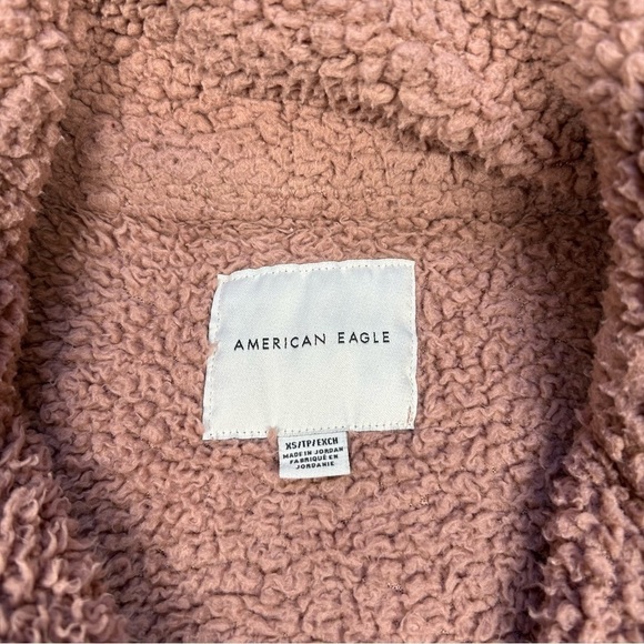 American Eagle Sweater Womens Extra Small Pullover Dusty Rose Sherpa Half Zip - Picture 2 of 3